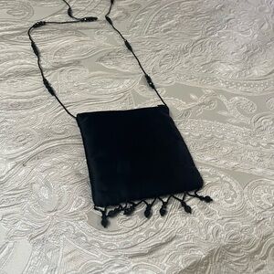 Elegant Black Satin Beaded Women's Bag